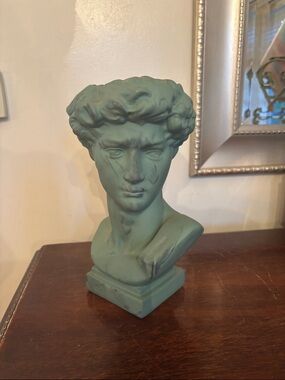 Matte Green Classical Bust Sculpture/planter